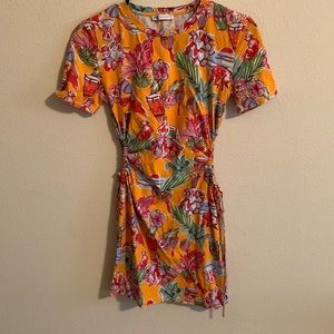 Woman’s Hawaiian Print Dress with Cut out sides